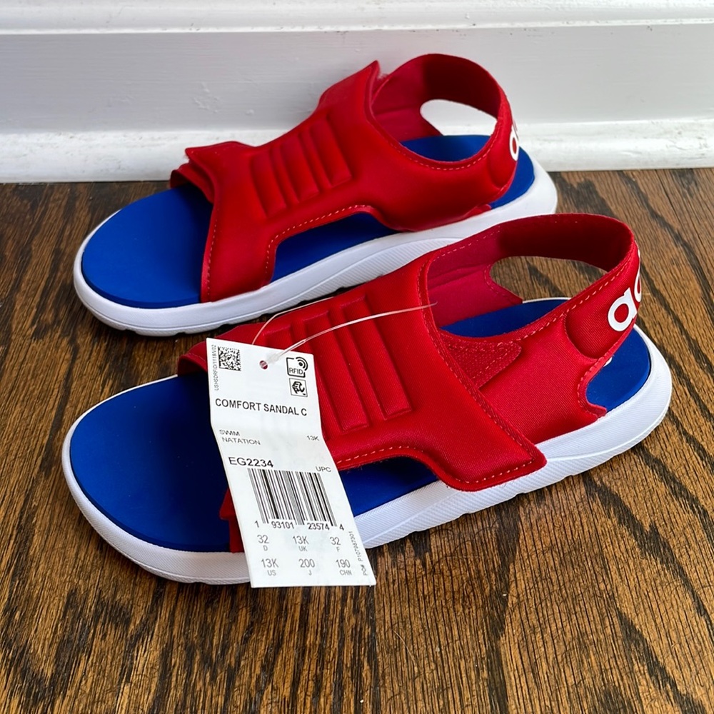 adidas Kids Red and Blue Sandals
